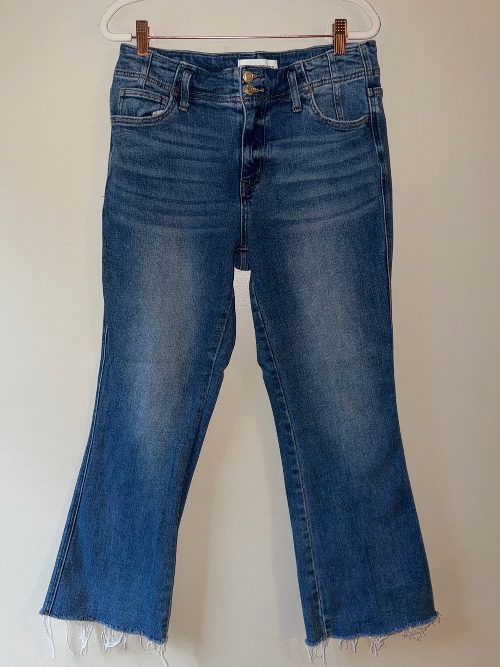 Flying Monkey High Rise Cropped Flare Jeans Size 29 Medium Wash